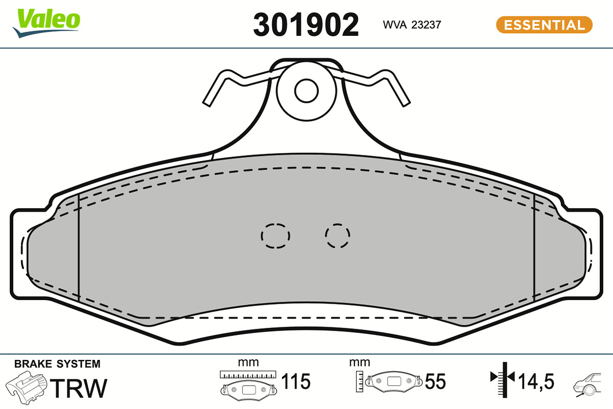 Jeu de 4 plaquettes de frein VALEO ref. 301902